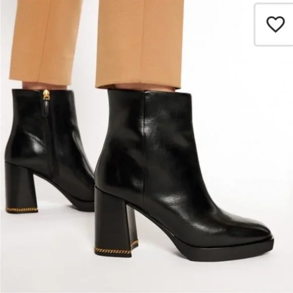 New TORY BURCH Ruby High Block Heel Leather Booties